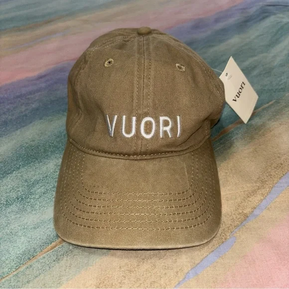 NEW Vuori Spellout Logo Ball Cap Baseball Hat Camel Tan O/S Adjustable - Picture 1 of 7